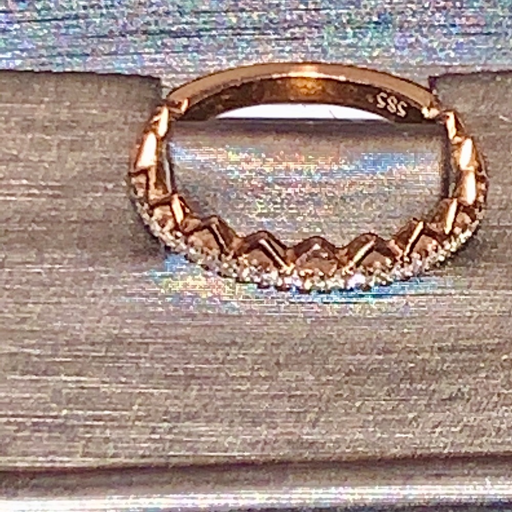 14K Solid Rose Gold Diamond Ring